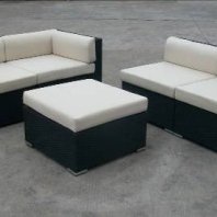 4 Chairs with Ottoman and 5mm Glass Table