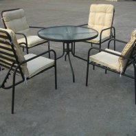 Round Table with 4 Chairs 5mm Tempered Glass